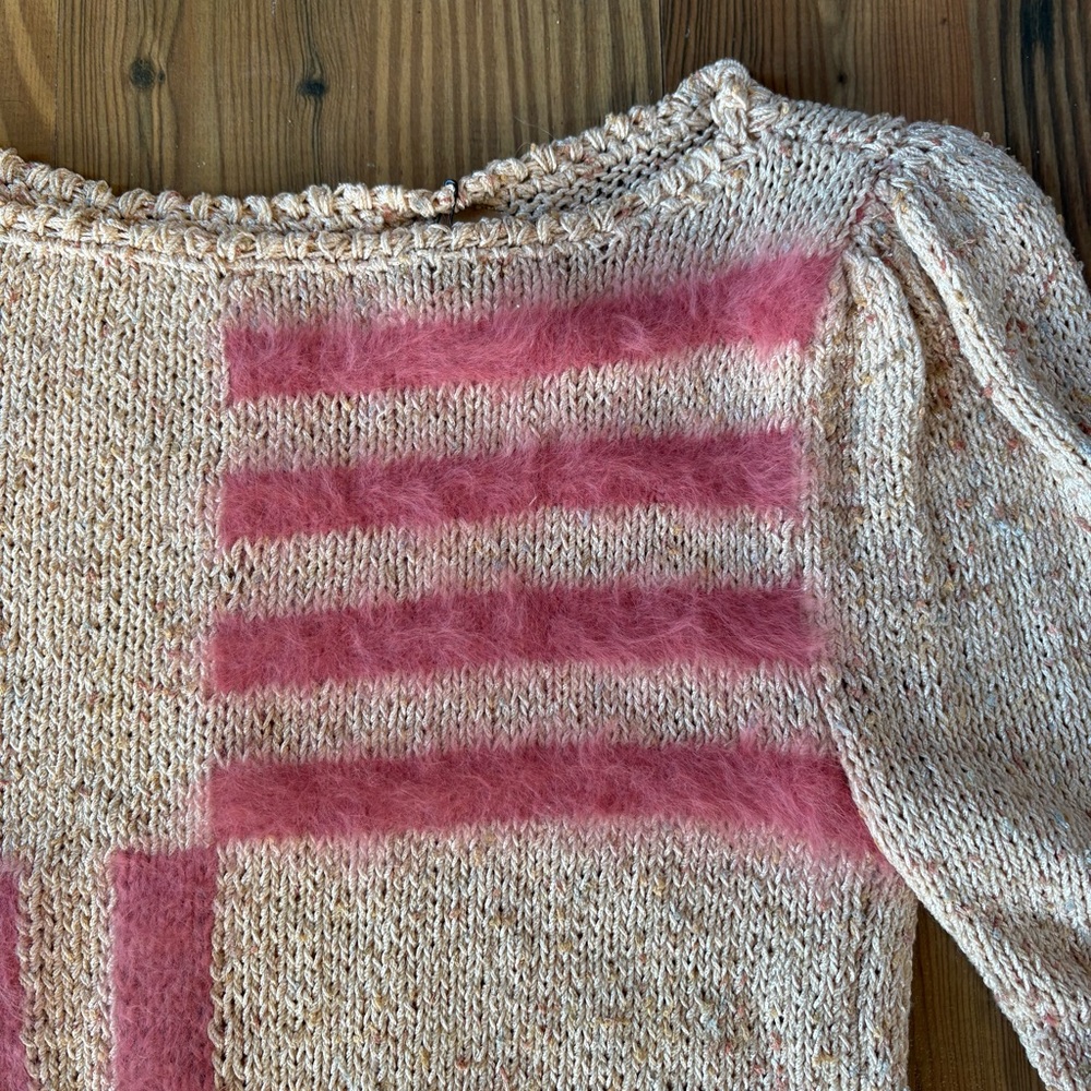 SOLD!!Vintage 80s stripe block sweater - Picture 2 of 4